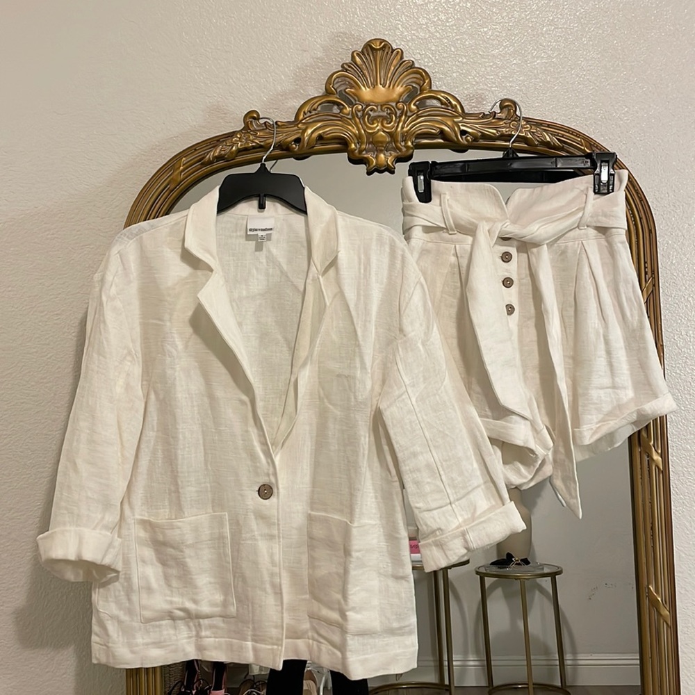 White Blazer & Shorts Set